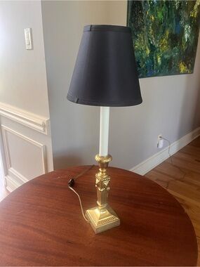 Vintage Brass/black Classic art deco Hollywood Candlestick Table Lamp